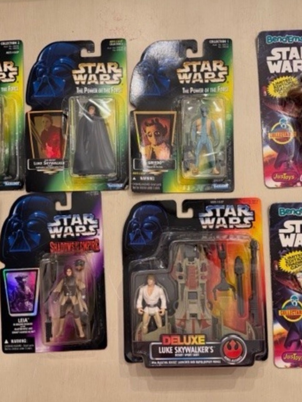 Vintage Star Wars Action Figures Lot of 8 Luke Skywalker Chewbacca BendEms